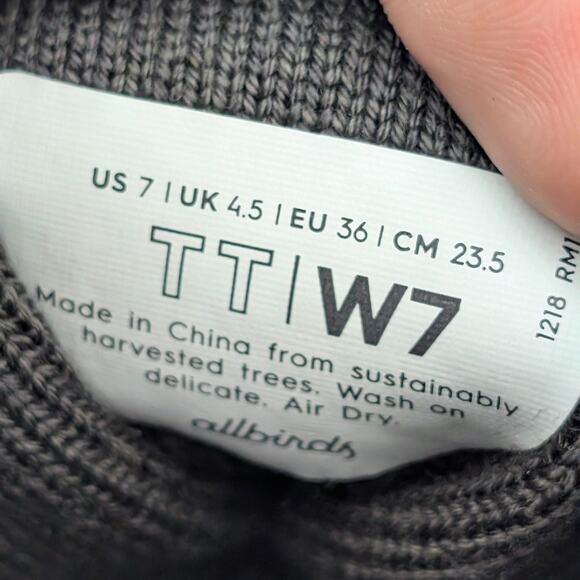 Allbirds Tree Topper High Top Sneaker Shoes Women's Black Size US7 EU36 - Picture 6 of 10